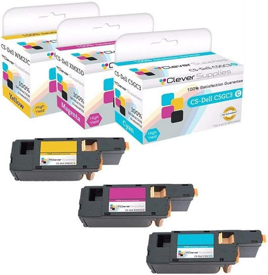 CS Replacement Toner Cartridge Compatible with Dell 1250 C5GC3 Cyan XMX5D Magenta WM2JC Yellow 1250 1250c 1350 1350cnw C1760 C1760nw C1765 C1765nf C1765nfw 1355CN 1355CNW 3 Color Set