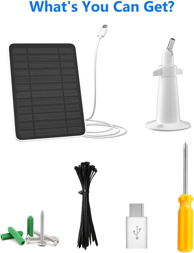 Solar Panel Charger Compatible with Reolink Argus 2E/Eco Ultra/Go PT Plus/Go Plus/Argus 3 Pro/Argus PT, 5W Solar Panels for Reolink Battery Camera, IP65 Waterproof 10ft Cable Secure Wall Mount, 2 Pack