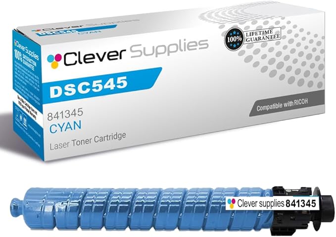 Clever Supplies CS Replacement Compatible with Ricoh DSC545 Toner Cartridge 841345 to use with DSC535 (Cyan, 1-Pack)