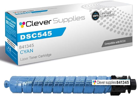 Clever Supplies CS Replacement Compatible with Ricoh DSC545 Toner Cartridge 841345 to use with DSC535 (Cyan, 1-Pack)