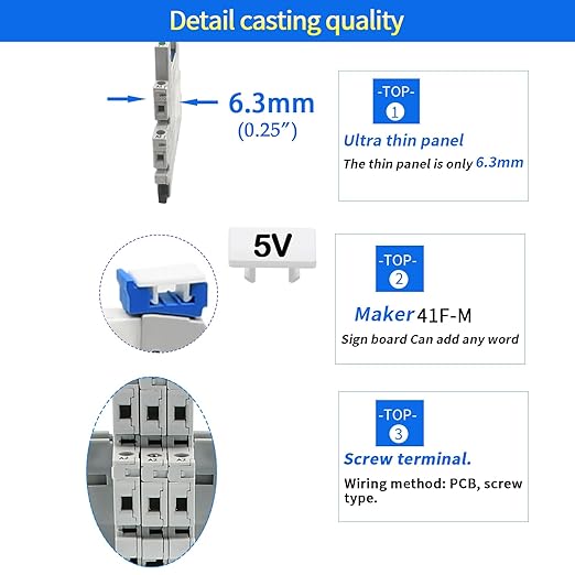 20Pcs Miniature 5 Volt DC Relay 1NO 1NC 6Amp SPDT with LED Indicator, Socket Base and DIN Rail Module
