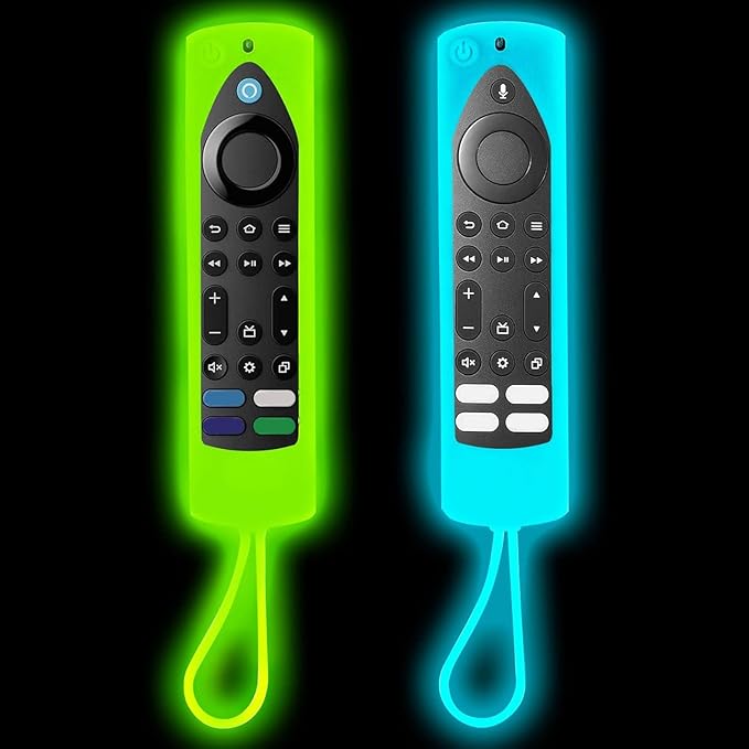 [2-Pack] Climberer Night Vision Covers for Fire Stick 4K Max (New Model) | Fire TV 4k max+ Compatible with(Insignia, Toshiba, Pioneer, Omni) Fire TV Remote 2024- Luminous Silicone with Lanyard