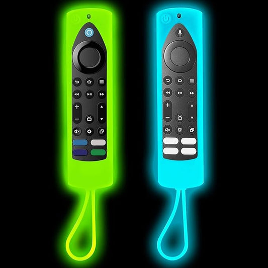 [2-Pack] Climberer Night Vision Covers for Fire Stick 4K Max (New Model) | Fire TV 4k max+ Compatible with(Insignia, Toshiba, Pioneer, Omni) Fire TV Remote 2024- Luminous Silicone with Lanyard