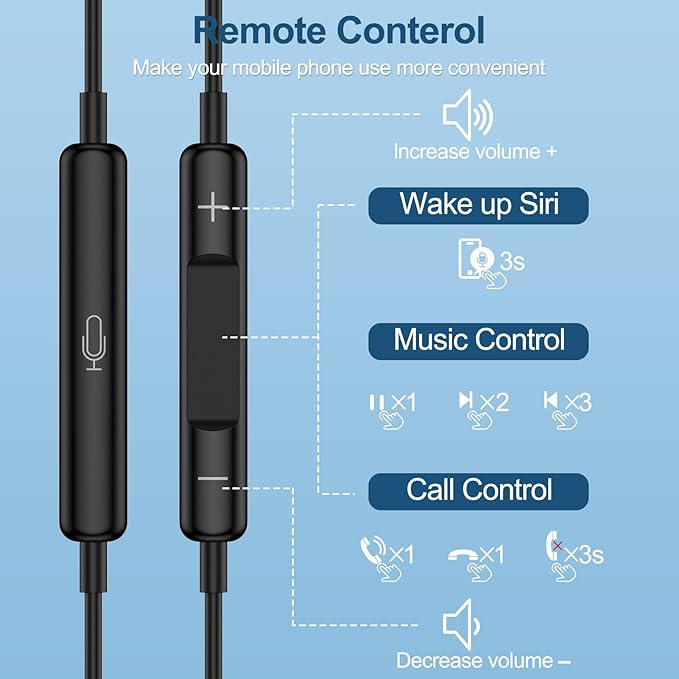 Type C Earbuds Wired Earphones Wired Headphones USB C for Samsung Galaxy A17/A16 5G/S25 FE/S25 Ultra/S25 Plus/S24FE/S23FE/A56/A36/S22, iPhone 17/16e/16 Plus/Pro Max, Pixel 9, with Mic&Remote Control