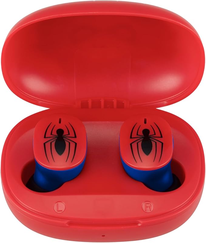 eKids Spiderman Wireless Earbuds with Microphone, Bluetooth Earbuds with Charging Case for Ear Buds, Designed for School, Home, or Travel