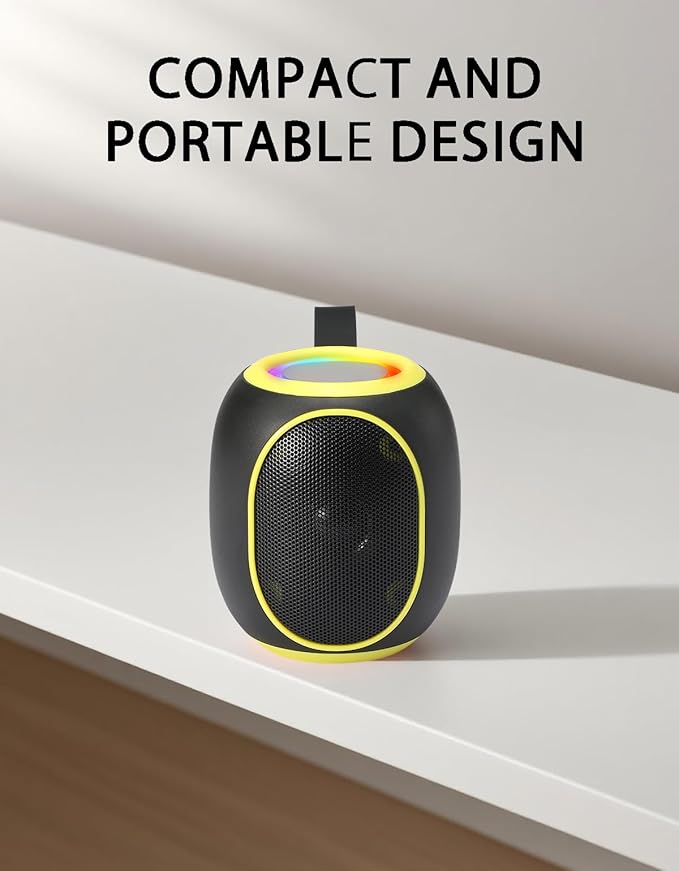 WS-338 Mini Bluetooth Replica Speaker – Portable HD Sound with LED Ring Light, Built-in Microphone, USB/TF Support, Surprise Gift for Music Lovers(Black Yellow)