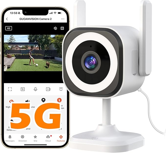 5G Outdoor/Indoor Cameras for Home Security, 3MP Baby Monitor Camera for Pet/Babies/Room/Cat/Dog/Nanny/Elder, IP66 Waterproof, 3 Night Vision, Alarm Siren, SD/Cloud