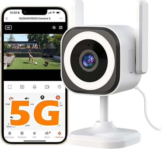 5G Outdoor/Indoor Cameras for Home Security, 3MP Baby Monitor Camera for Pet/Babies/Room/Cat/Dog/Nanny/Elder, IP66 Waterproof, 3 Night Vision, Alarm Siren, SD/Cloud