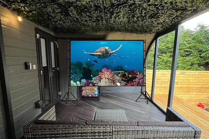 150'' Portable Projector Screen with Stand, 4K HD Outdoor Movie Screen, 10-Year Exchange