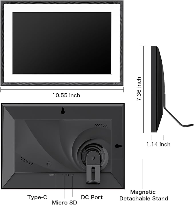 Digital Picture Frame, 10.1'' Frameo Digital Frame Wifi, 1280*800 HD Touch Screen, 32GB Memory, Wall Mountable Digital Photo Frame, Auto-Rotate, Share Instantly, Wedding, Birthday Gifts for Women, Mom