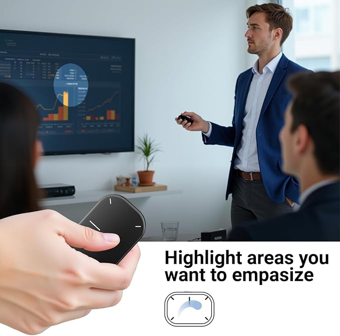 Cheerdots2 Bluetooth Detachable Air Mouse Touchpad Mouse with Voice Recording, Presentation Clicker Wireless Presenter Presentation Remote with Laser Pointer for Mac, Windows (Basic, Black)