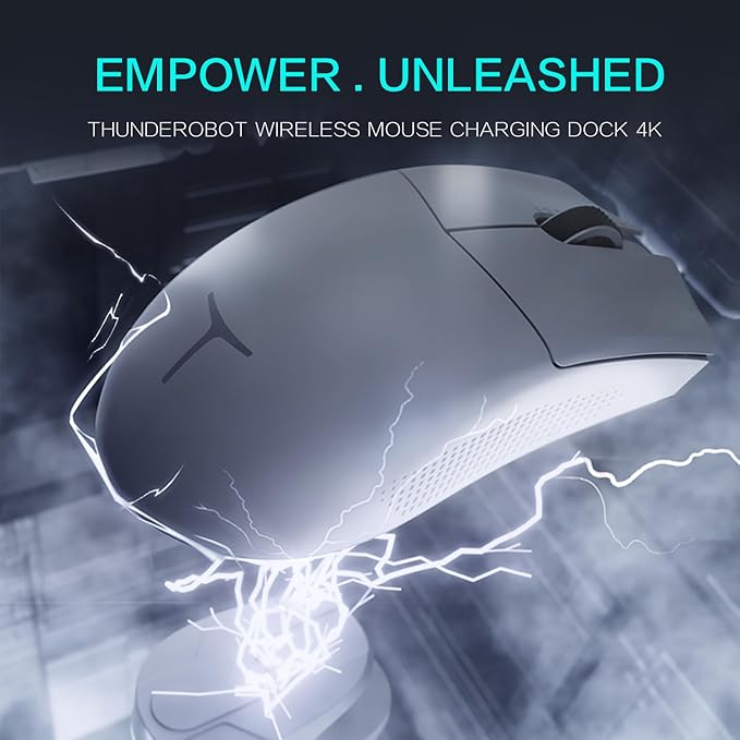 Thunderobot ML903 4K Souris Gamer Sans Fil avec Station de Charge RGB, Capteur Optique de 26 000 DPI,PAW3395,Longue Durée de Vie de la Batterie, Souris Ergonomique Sans Fil Pour PC, Mac