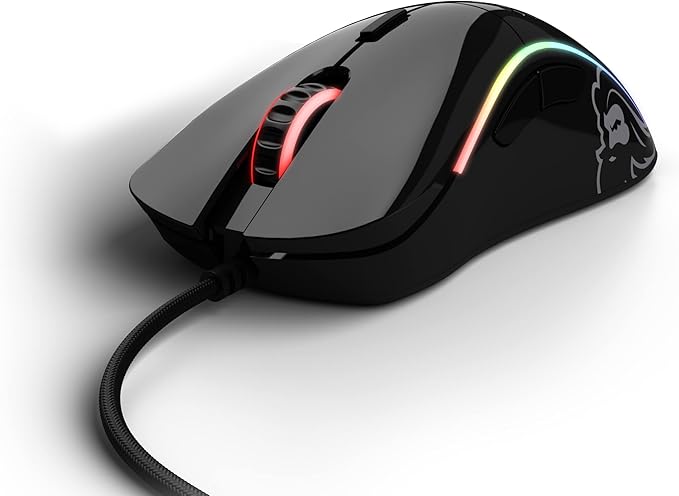 Glorious Gaming Model D Wired Gaming Mouse - 68g Superlight Honeycomb Design, RGB, Ergonomic, Pixart 3360 Sensor, Omron Switches, PTFE Feet, 6 Buttons - Glossy Black