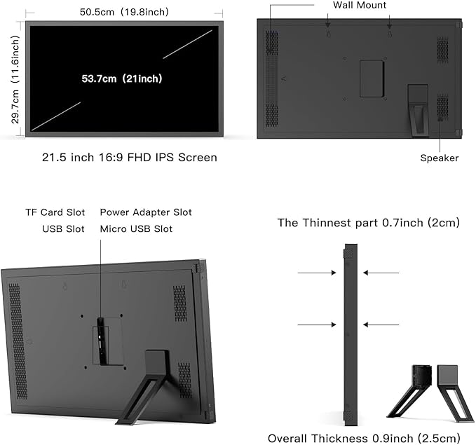 Large-WiFi-Photo-Frame 21.5" Digital Picture Frame - 32GB, 1920x1080 IPS FHD 1080P, Auto Rotate, Share Photo Video via App Email, Free Cloud Storage, Wall Mounted, Gift for Grandparents Father Mother