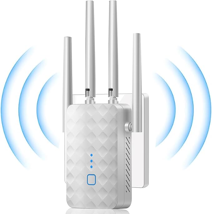 WiFi Extender Signal Booster for Home - 1200Mbps Dual Band, Covers 12850 Sq Ft & 108 Devices, Long Range Internet Booster with Ethernet Port, White