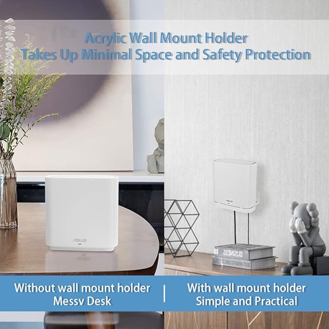 Wall Mount Holder for ASUS ZenWiFi AX AC (XT8 CT8 XT9) Whole-Home Tri-Band Mesh System WiFi 6 System Wall Bracket Hanger Stand Compatible with ASUS ZenWiFi AX AC (White 1Pack)