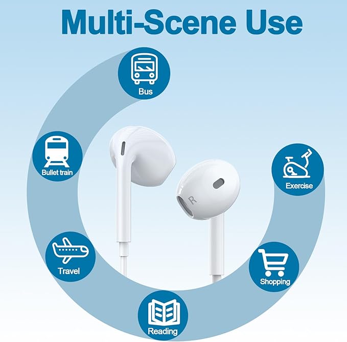 1 Pack Wired iPhone Earbuds/Wired Headphones with 3.5mm Jack Earphones[MFi Certified] with Microphone Volume Control Compatible for iPhone,iPad,iPod, Computer,MP3/4,Android Most 3.5mm Audio Devices