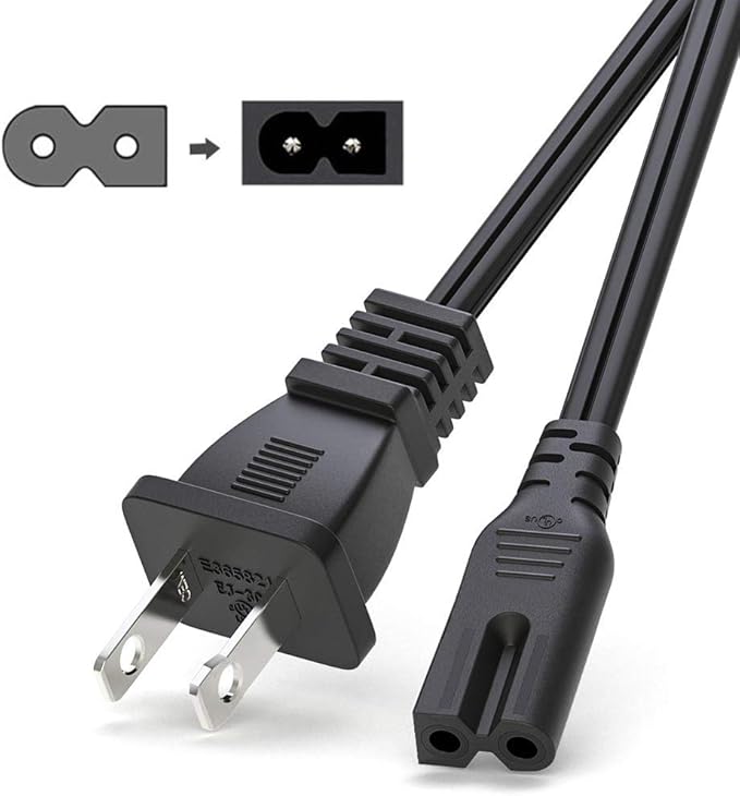 BICMICE 12Ft Extra Long 2 Prong Polarized Power Cord for Vizio-LED-TV Smart-HDTV E-M-Series Sound Bar 2 Slot Adapter-AC-Wall-Cable:IEC-60320 IEC320 C7 to NEMA 1-15P for Sharp Philips LED TV PS1 PS2
