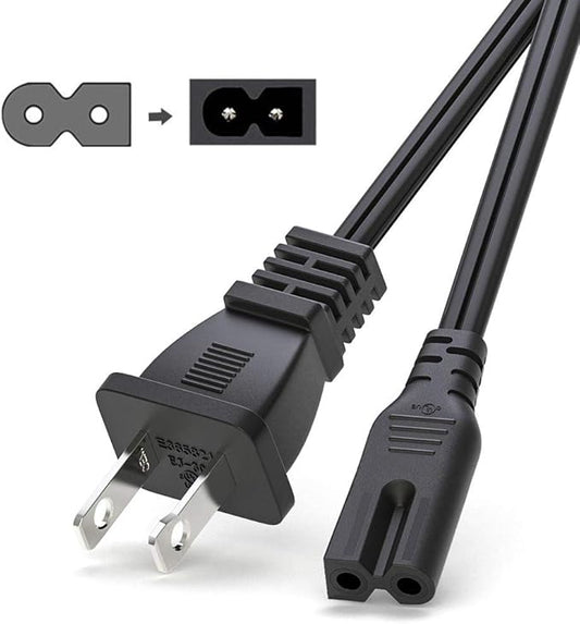 BICMICE 12Ft Extra Long 2 Prong Polarized Power Cord for Vizio-LED-TV Smart-HDTV E-M-Series Sound Bar 2 Slot Adapter-AC-Wall-Cable:IEC-60320 IEC320 C7 to NEMA 1-15P for Sharp Philips LED TV PS1 PS2