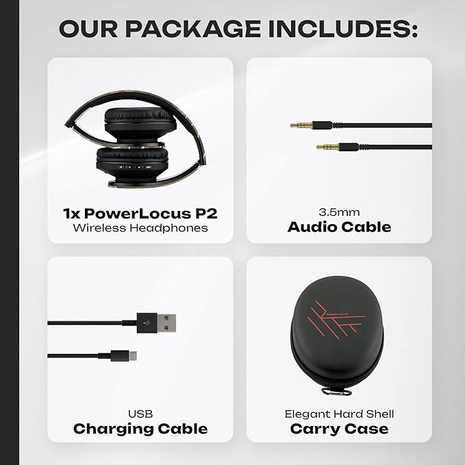 PowerLocus Bluetooth Over-Ear Headphones, Wireless Stereo Foldable Headphones Wireless and Wired Headsets with Built-in Mic, Micro SD/TF, FM for iPhone/Samsung/iPad/PC (Camo)