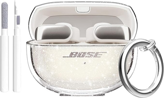 for Bose Ultra Open Earbuds Case Glitter,Cute Sparkle Bling for Bose Ultra Open Case Cover 2024,Soft TPU Cover for Bose Open Ear Earbuds Accessories with Carabiner and Cleaning Pen-Glitter