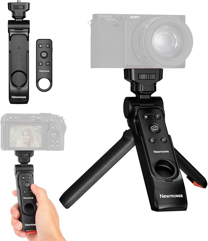 Newmowa Wireless Remote Control Shooting Grip & Mini Tripod for Sony ZV-1, ZV-1F, A7 III, A7R III, A9, A6100, RX100 VII, Canon EOS RP, EOS R, 6D Mark II, 800D, Nikon Z, Z6 II, Z50, COOLPIX A1000