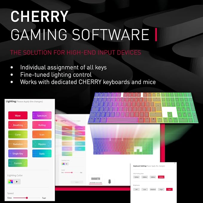 Cherry MX 3.0 S Wired Mechanical Gaming Keyboard. Aluminum Housing Built for Gamers w/MX Black Switches. RGB Backlit Color Display Over 16m Colors. from The Makers of MX. Full Size. Pure White.