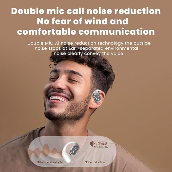 Open Ear Earbuds Ultra Comfort Wireless Bluetooth 5.4 Headphones Over The Ear Earbuds with Intelligent Touch Screen EarHooks IPX7 Waterproof Bone Conduction Earphones for Fitness Sports-White