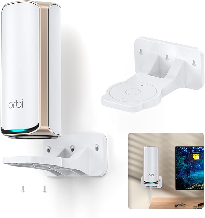 Wall Mount Kit for Nighthawk Wi-Fi 7 Router RS200/RS280S/RS300/RS500/RS600/RS700S and Orbi WiFi 7 Mesh Systems RBE970/RBE972S/RBE973S/RBE870/RBE872/RBE873/RBE770/RBE772/ RBE773 (White, 1 Pack)