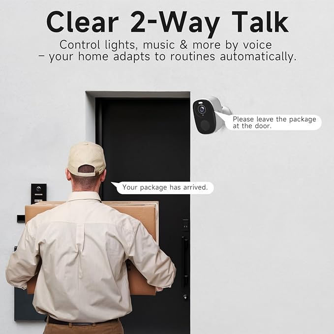 2pcs 5G/2.4G WiFi Security Cameras Wireless Outdoor,2K Battery Powered Home Indoor Camera with AI Motion Detection, Siren,Color Night Vision, 2-Way Talk, IP65 Waterproof, Works/Alexa, Cloud/SD