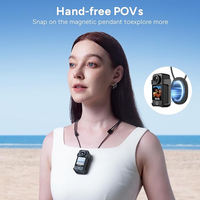 SJCAM C300 Vlogging Combo, 4K Pocket Action Camera,7Hour Power,6-Axis Stabilization,Dual-Touch Screen 154° Wide FOV Video Body Camera,Waterproof,Live Streaming,with Accessories Kits,64G Card,Black