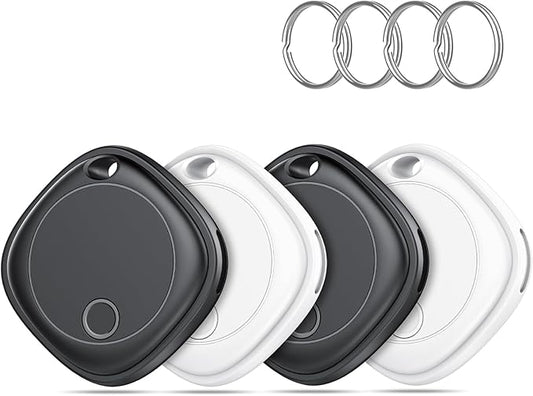 Air Tracker Tags-4 Pack, Bluetooth Tracker Works with Apple Find My APP (iOS Only), Bluetooth Air Tracker Tags Finder and Item Locator for Keys, Bags, Luggage, Pets, Wallet, Replaceable Battery