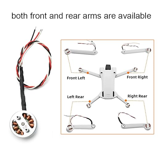 Arm Motor Assembly Replacement Repair Parts for DII Mini 3 Pro/Mini 4 Pro Drone Accessories,Front Rear Arm Universal(2 Pcs)
