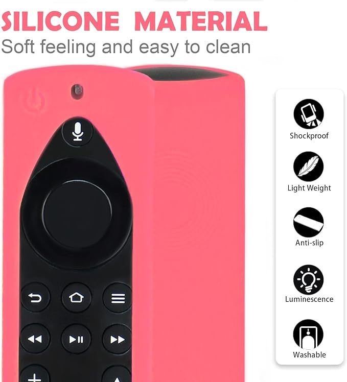 [2-Pack] Climberer Glow in The Dark Covers for Fire 4K Max (2nd Ed.) | FireStick TV | FireCube | Compatible with(Insignia, Toshiba, Pioneer, Omni) Remote - with Lanyard（Luminous red + Purple）