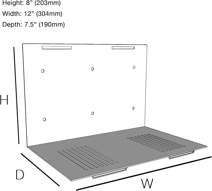 Wall Mount | Vented Computer UPS NAS Server Workstation Uninterruptible Power Supply Wall Bracket Kit with Hardware & Straps + 120mm Case Fan Attachment Points (Fans Not Included) (Medium)