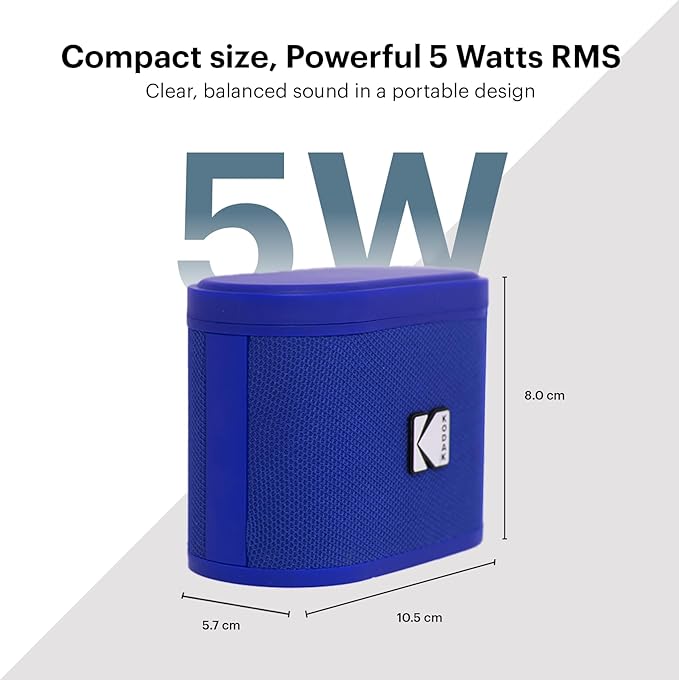 KODAK SOUNDBRIX™ Bluetooth Speaker with HD Sound Portable Wireless IPX4 Water Resistant Upto 5H Playtime V5.4 for Home Party Outdoor Beach Electronic Gadgets Birthday Gift Blue Stackable Speakers
