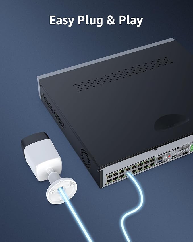 ANNKE 32CH AI NVR Recorder, H.265+ 12MP PoE Network Video Recorder, Facial Recognition, AI Motion Detection, Support 32x 12/8/5/4MP IP Cam, 16 Port Expandable NVR, 4 SATA Support 40TB, NO HDD Included