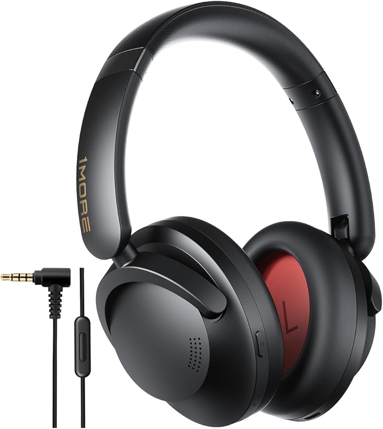 1MORE SonoFlow Pro HQ51 Wireless Over-Ear Headphones, Reduce Noise by Up to 45dB, Hi-Res Audio, 100H Playtime, App Control, Bluetooth 5.4, AI Clear Calls, Lightweight Fit for Travel Office, Matte Gray