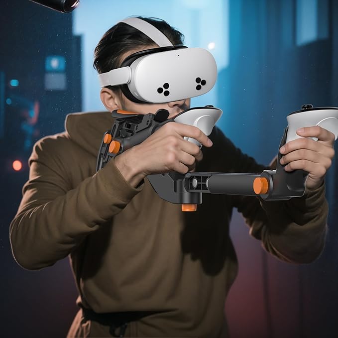 VR Gunstock for Meta Quest 3 Controller Accessories Gun Stock for Quest 3S /Quest 2 FPS Gaming Customized Shape Sizes (Black)