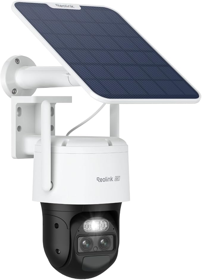 REOLINK TrackMix+Solar Panel, 4K Solar Security Cameras Outdoor with Auto Tracking, 360° Pan Tilt, 8X Hybrid Zoom, Color Night Vision, Smart AI Detection, No Subscriptions, Home Hub Compatible