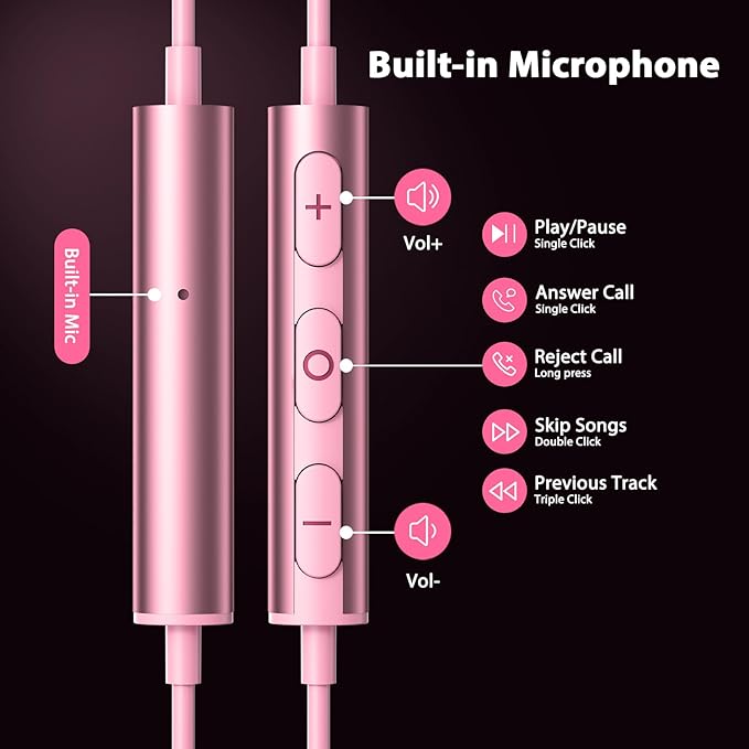 USB C Headphones for iPhone 17 Air 16e 16 Pro Max 15 Plus, Type C Headphone Wired Earbuds with Mic HiFi Magnetic Sport Earphone for iPad Pro Air Samsung Flip Fold 6 Galaxy S25 S24 S23 OnePlus 13 12 9