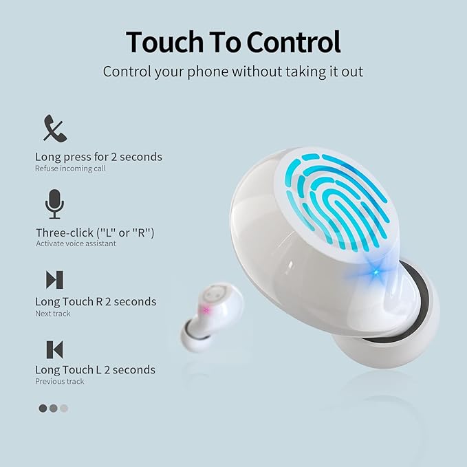 Panda Wireless Earbuds, Bluetooth Earbuds with Microphone- 32H Playtime, 3D Stereo,Waterproof in Ear Earphone for iPhone and Android