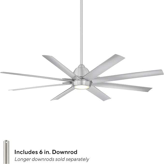 WAC Smart Fans Mocha XL Indoor and Outdoor 8-Blade Ceiling Fan 66in Brushed Aluminum with Remote Control works with Alexa and iOS or Android App