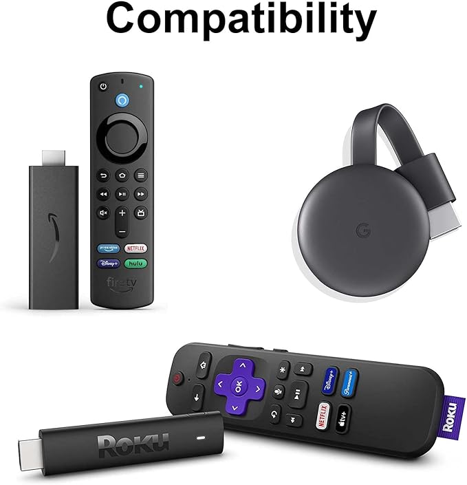 Y.D.F USB Power Cord Power up Your Fire TV Stick Form Your TV's USB Port, USB Cable for Chromecast/Roku Stick, 2 Pack 8 Inch (1 Straight 1 Angle)