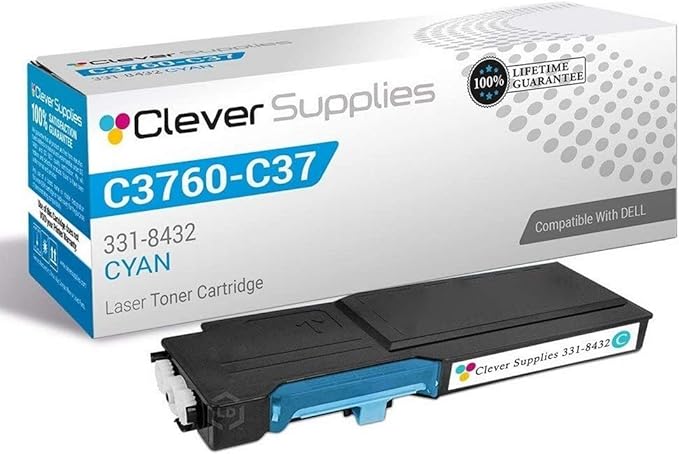 CS Replacement Toner Cartridge Compatible with Dell C3760 331-8432 Cyan C3765 C3765dnf C3760 C3760n C3765dnf C3760dn C3765 Color 9000 Page Yield