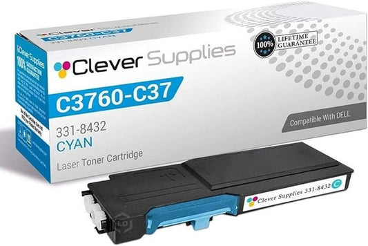 CS Replacement Toner Cartridge Compatible with Dell C3760 331-8432 Cyan C3765 C3765dnf C3760 C3760n C3765dnf C3760dn C3765 Color 9000 Page Yield