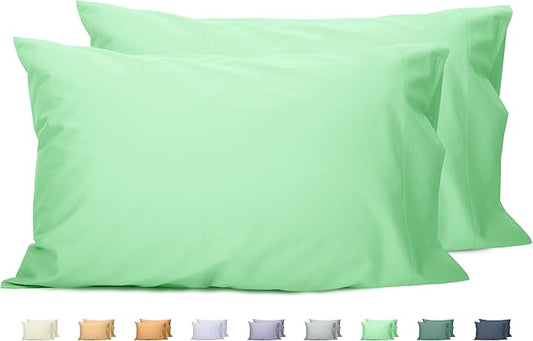Sunflower King Pillowcases Set of 2, 100% Cotton King Size Pillow Cases 2, 20×40 inches Green Ash, Soft and Breathable