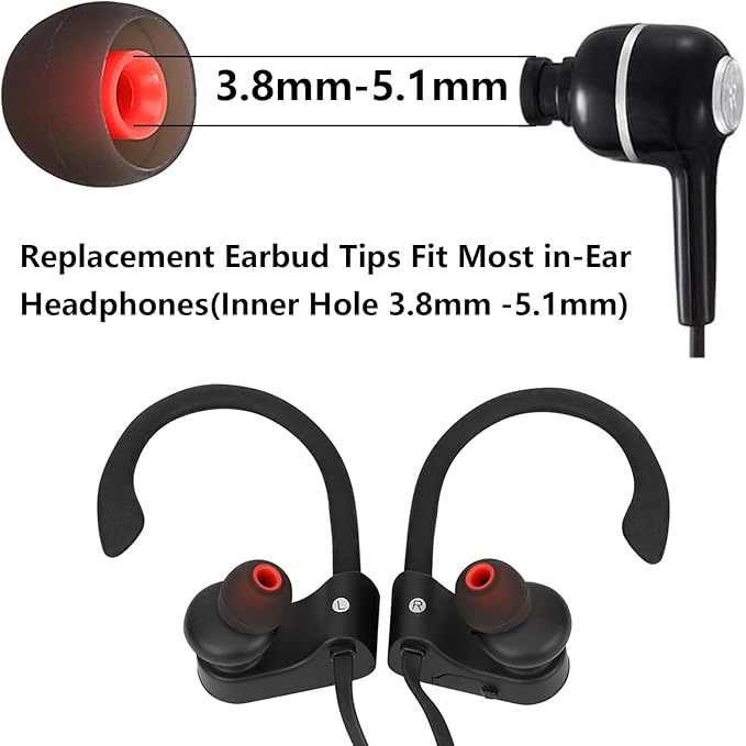 Earbud Replacement Tips Silicone Earbud Tips Ear Tips Fit for in-Ear Headphones (Inner Hole 3.8mm -5.1mm) Earbud Rubber Tips Earbud Covers 9 Pairs S/M/L