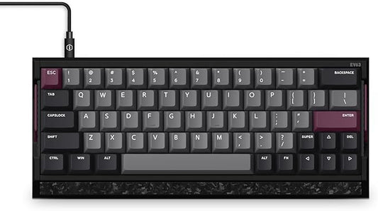 IQUNIX EV63 Hall Effect Magnetic Gaming Keyboard 60% | 0.01mm Rapid Trigger, Adjustable Actuation, 0.125ms Latency, Hot-Swap, SOCD, RGB, Aluminum with Forged Carbon (Dark Purple)