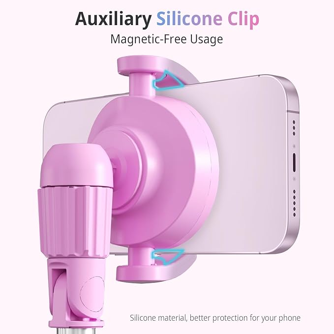 UBeesize Pink 62'' Magnetic Selfie Stick & Phone Tripod with Remote Shutter